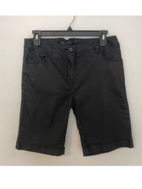 Vintage Cop Copine Long Bermuda Waxed Shorts Size 38 (Medium) Navy Leather Look